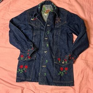 Lee Denim Jacket with Red and Green Embroidery
